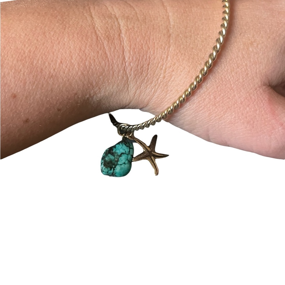 **Amazing Gold/Turquoise Bangle** - Picture 4 of 4
